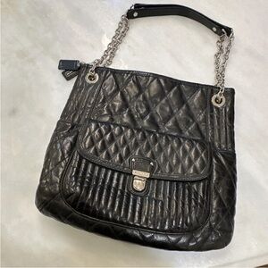 Coach Black Quilted Women's Bag silver accent shoulder bag/crossbody